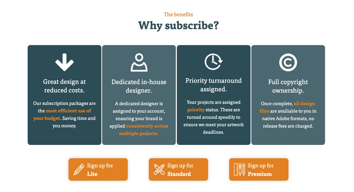 Full service design - benefits of subscription services